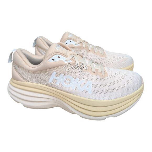 HOKA ONE ONE Bondi 8 Womens 10B Shifting Sand Eggnog Run Walking Comfort Sneaker - Picture 1 of 11